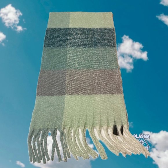 Steve Madden Lime Striped Plaid Muffler - Picture 8 of 16